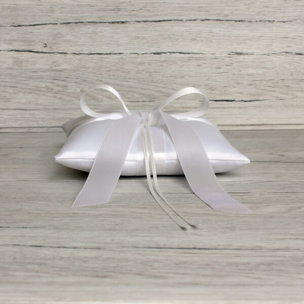 White Satin Ring Bearer Pillow for Wedding Ceremony - Image 5