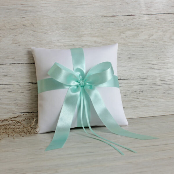 White Satin Ring Bearer Pillow for Wedding Ceremony - Image 9