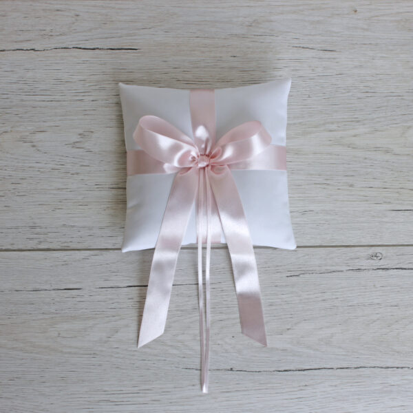 White Satin Ring Bearer Pillow for Wedding Ceremony - Image 10