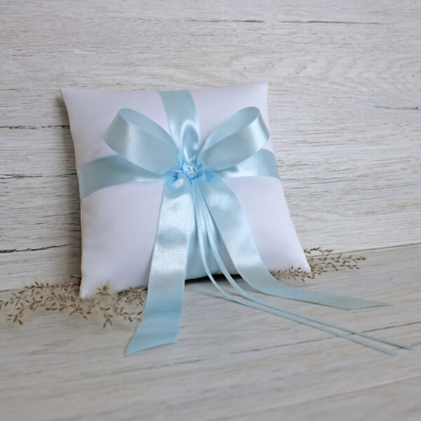 White Satin Ring Bearer Pillow for Wedding Ceremony - Image 6