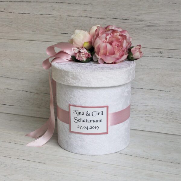 White Wedding Card Box, Wedding Money Box, Wedding Keepsake Box Nude Peony Theme Memory Box