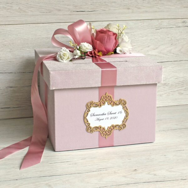 Romantic Dusty Pink Velvet Wedding Money Box - Elegant Keepsake for Your Big Day - Custom wedding card box