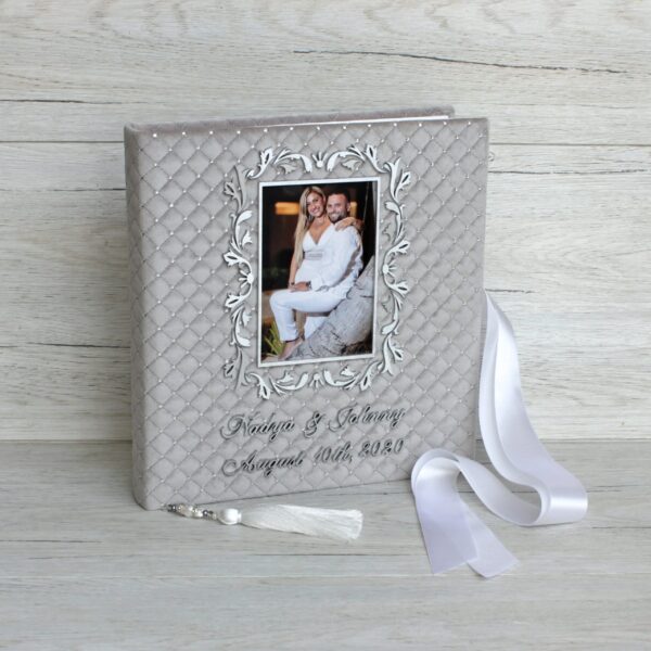 Personalized Wedding Photo Album ~ Custom family photo album ~ Large 12 x 12 silver photo album ~ Silver wedding anniversary