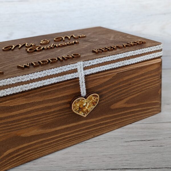 Wooden Keepsake Chest, Personalised Wedding Card Box, Engraved family fund box, Rustic memory box, New Family Box