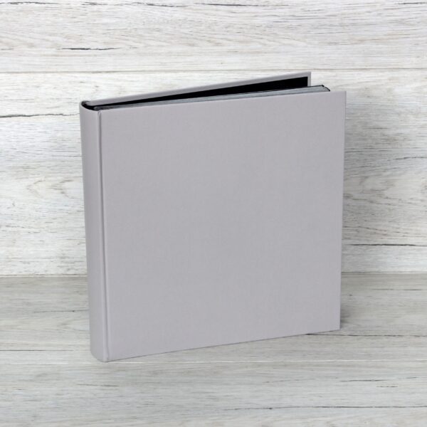 Photo album with black pages, Traditional book bound DIY album with gray cover. 30x30 mm. 50sheets / 100 pages